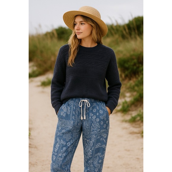 Cato Jogger Pants Womens‎ 12 Blue Bandana Floral Boho Lounge Elastic Festival - Picture 15 of 15